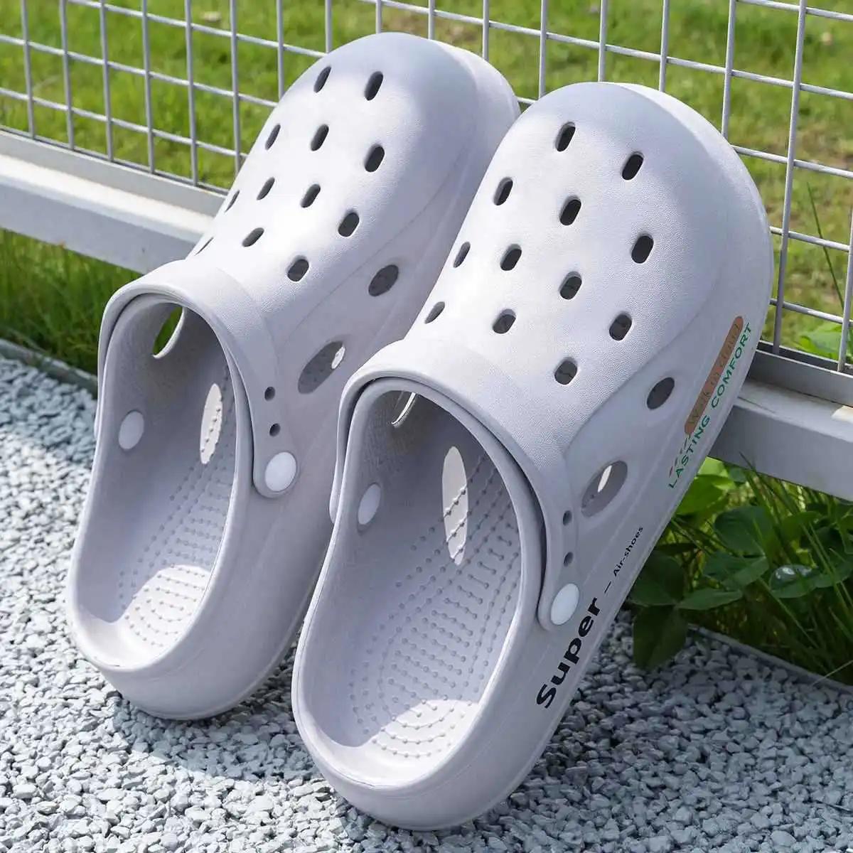 

2025 Summer Couple s Clogs for Men & Women - Soft Sole, Non-Slip, Breathable, Closed-Toe Design Ideal for Beach 40-41 сірий