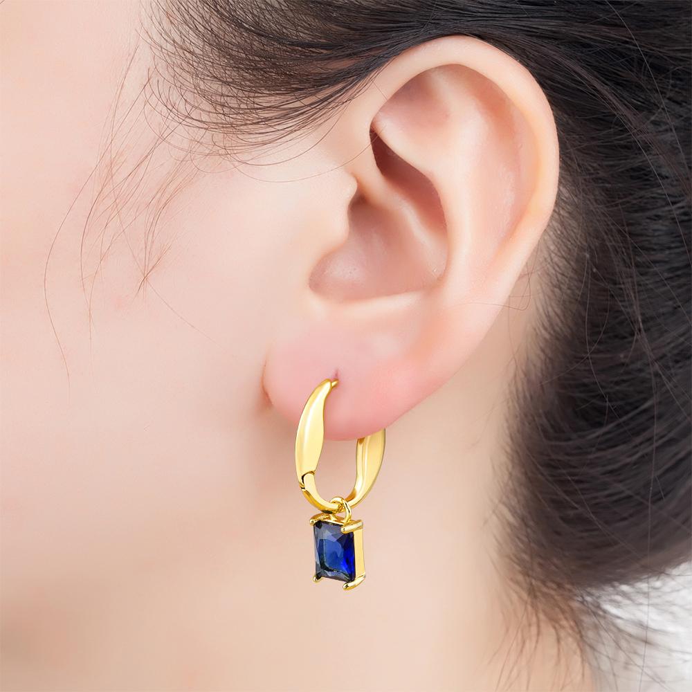 Nidin Rectangle Cubic Zirconia Dangle Hoop Earrings Light Luxury Crystal Drop Earring For Women Wedding Engagement Fine Jewelry