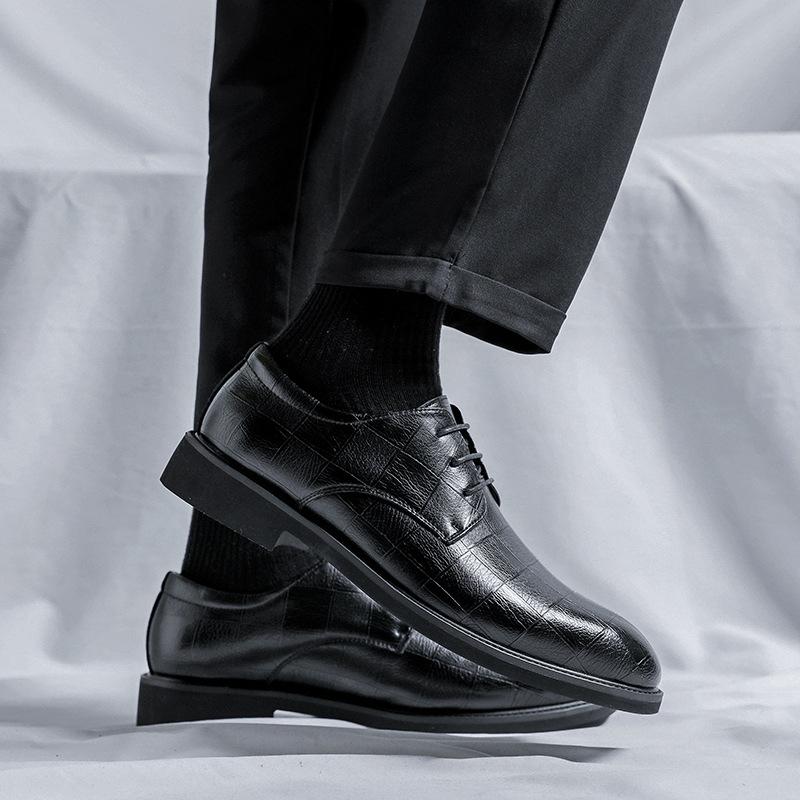 Wedding Leather Shoes With Suit Men'S Spring Youth Soft Leather Breathable Trend Casual Dress 66773-5-R