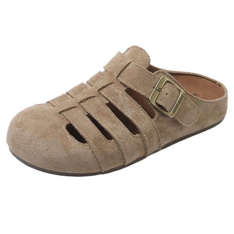 

Модные женские спортивные тапочки Повседневные балетки Мюли Обувь Модные новые римские сандалии 2025 Лето Слингбэк Пряжка Прогулочные шлепанцы Женские 35 хаки