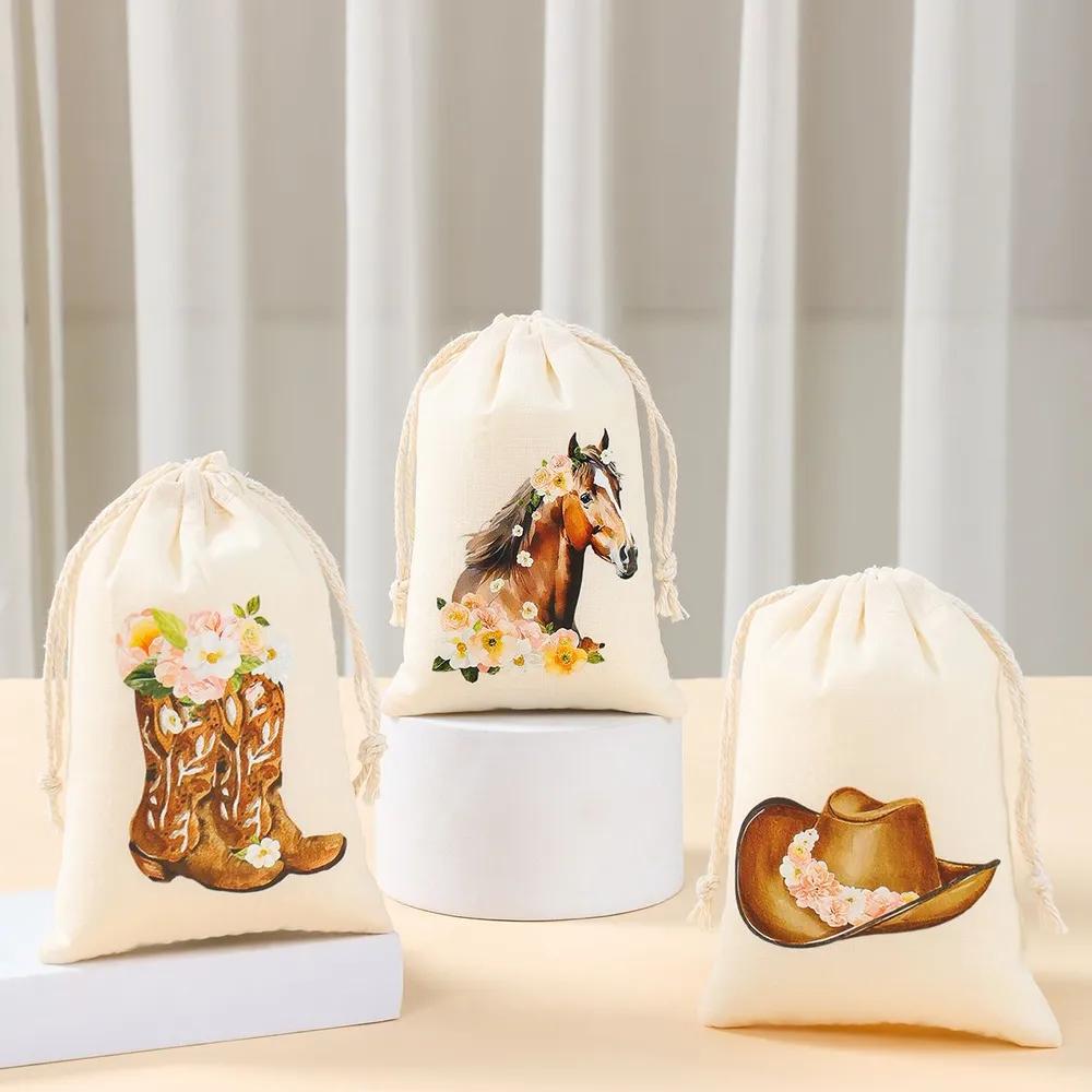 Fabric bags for storage, for Christmas gifts, linen gift bags 15 * 10 cm, 12 pcs.