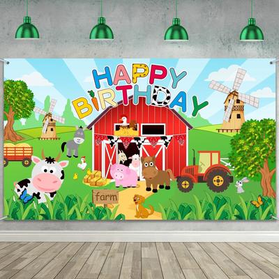 Tatuo Farm Birthday Party Decorations Backdrop Banner Farm Animals Barn