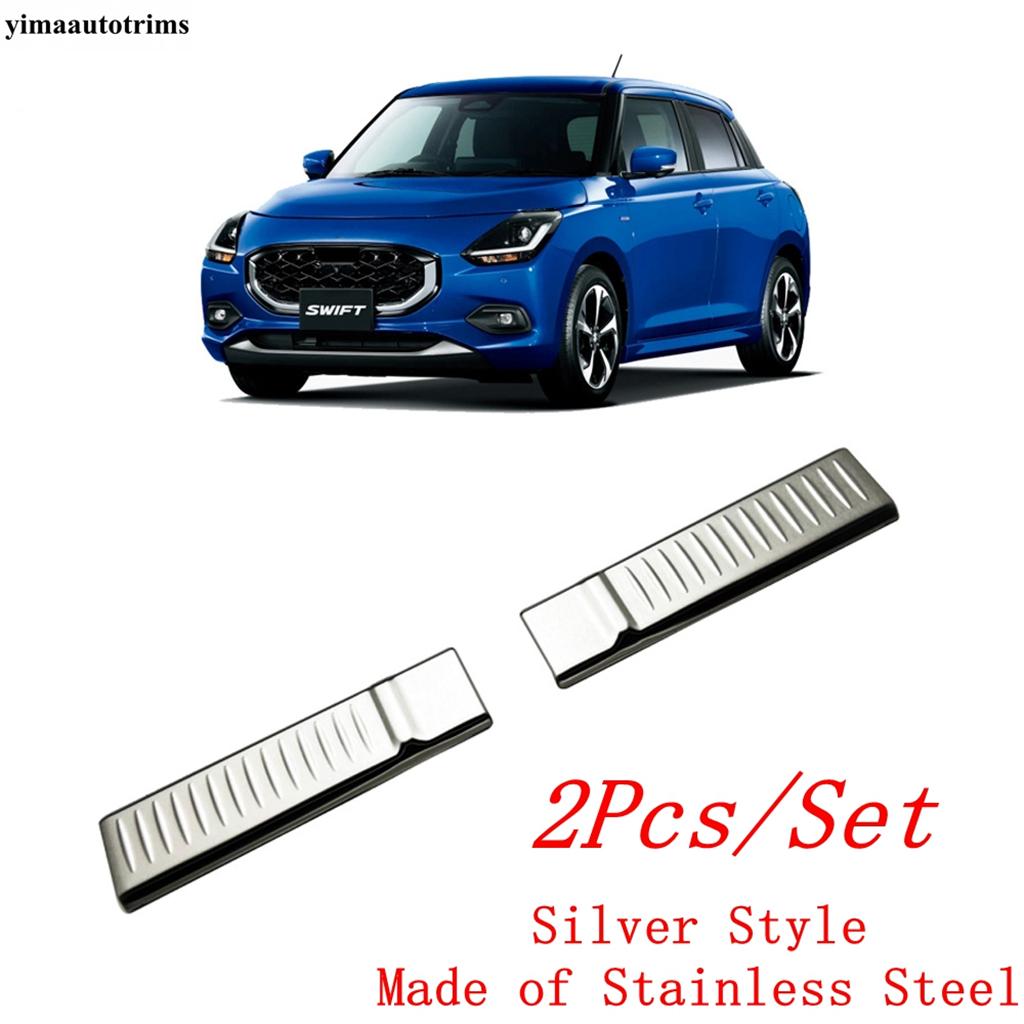 

Car Rear Bumper Door Sill Plate Guard Panel Protection Cover Trim Stainless Steel Accessories For Suzuki Swift ZC / ZD 2024 2025 Silver Style