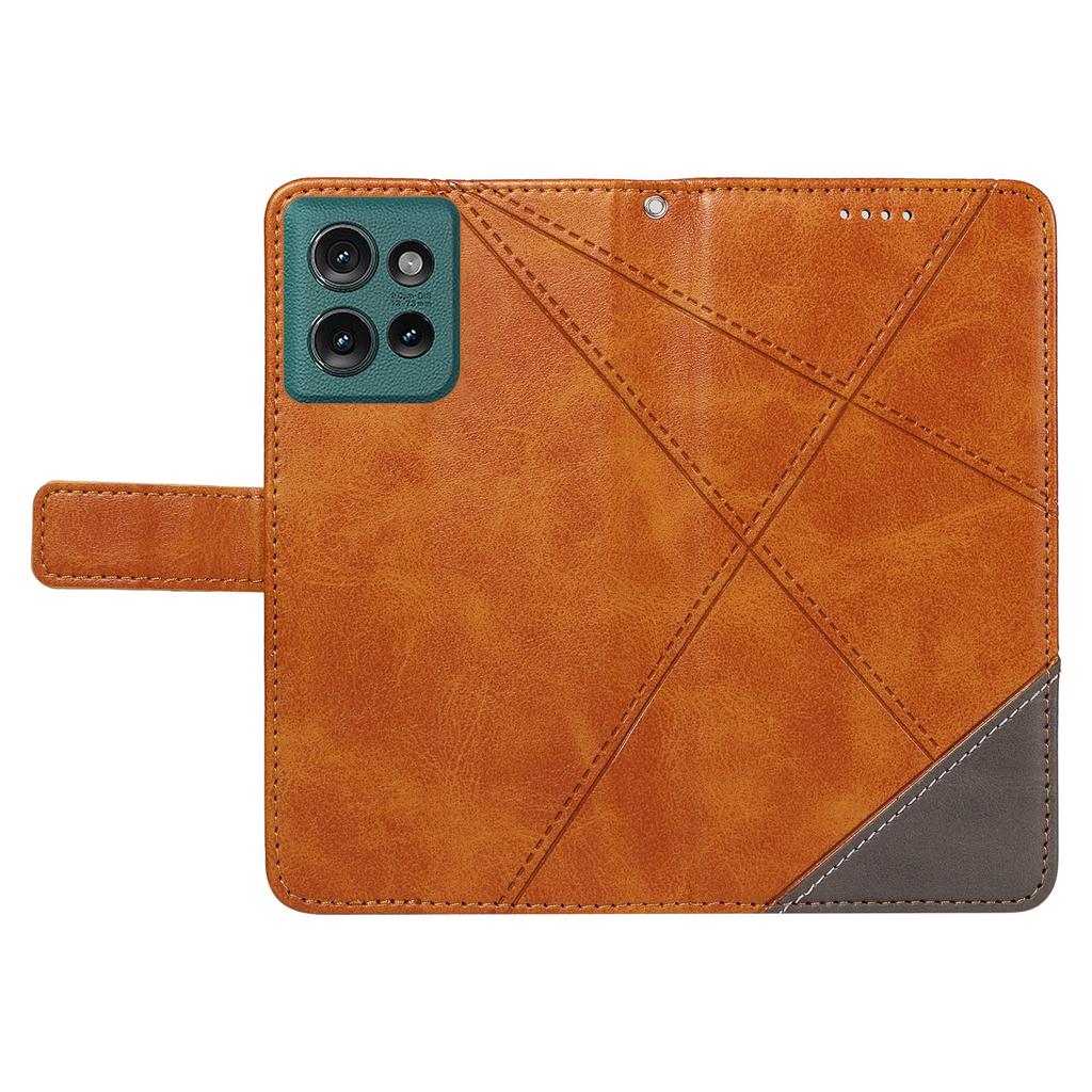For Motorola Edge 50 5G Case Leather Geometric Line Wallet Phone Cover with Wrist Strap