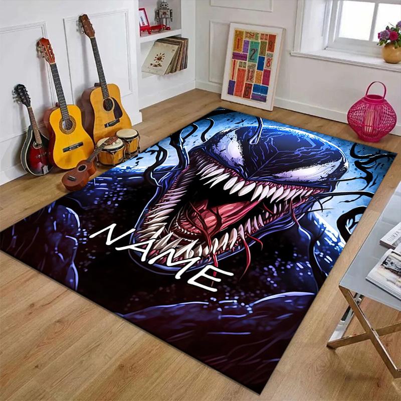 Custom Venom Mat Personalized Name, Polyester Washable Indoor Entryway Rug, Gift for Christmas, Easter, Thanksgiving Day