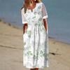 Long Summer Floral Dress with Pockets Anti Pilling Tunic Streetwear Cocktail Popular Dressing Up
