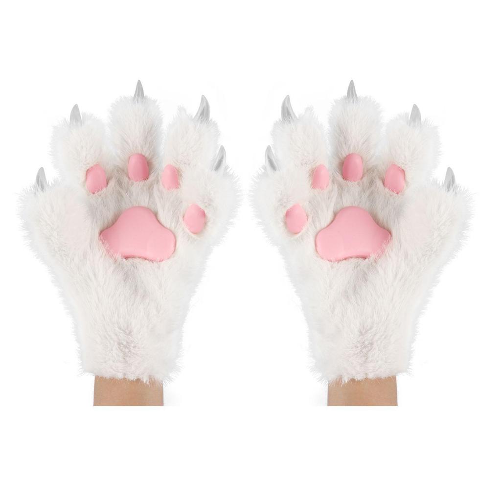 Halloween Cat Paw Plush Gloves for Cosplay