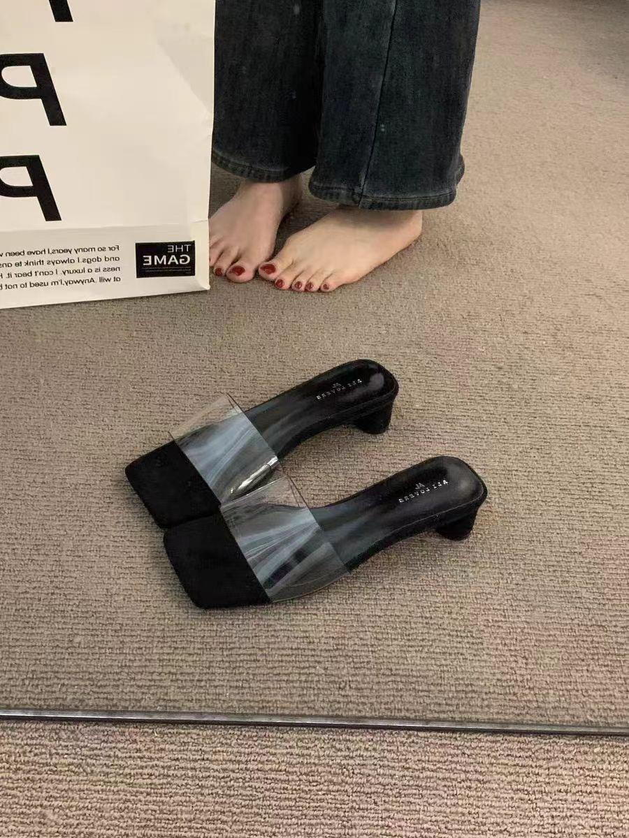 

Foreign trade sandals women s summer 2025 large size thick-heeled sandals foreign trade Europe and the United States 43 size open-toed transparent hig 40 чорний