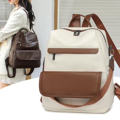 Mochila de Trabalho Grande Capacidade Mochila Feminina de Couro Macio
