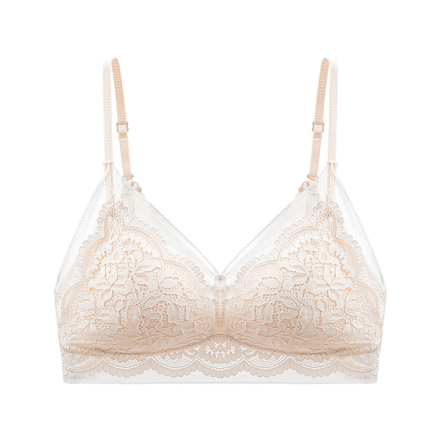 #French sexy lace back versatile one-row buckle summer strap halter bra 32