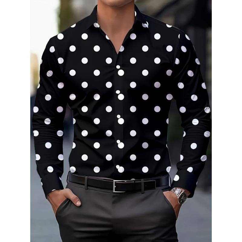 Men's Shirt Long Sleeve Shirt Spotted Lapel Button Casual Outdoor Breathable Comfortable Fashion Trend New Versatile Clothing