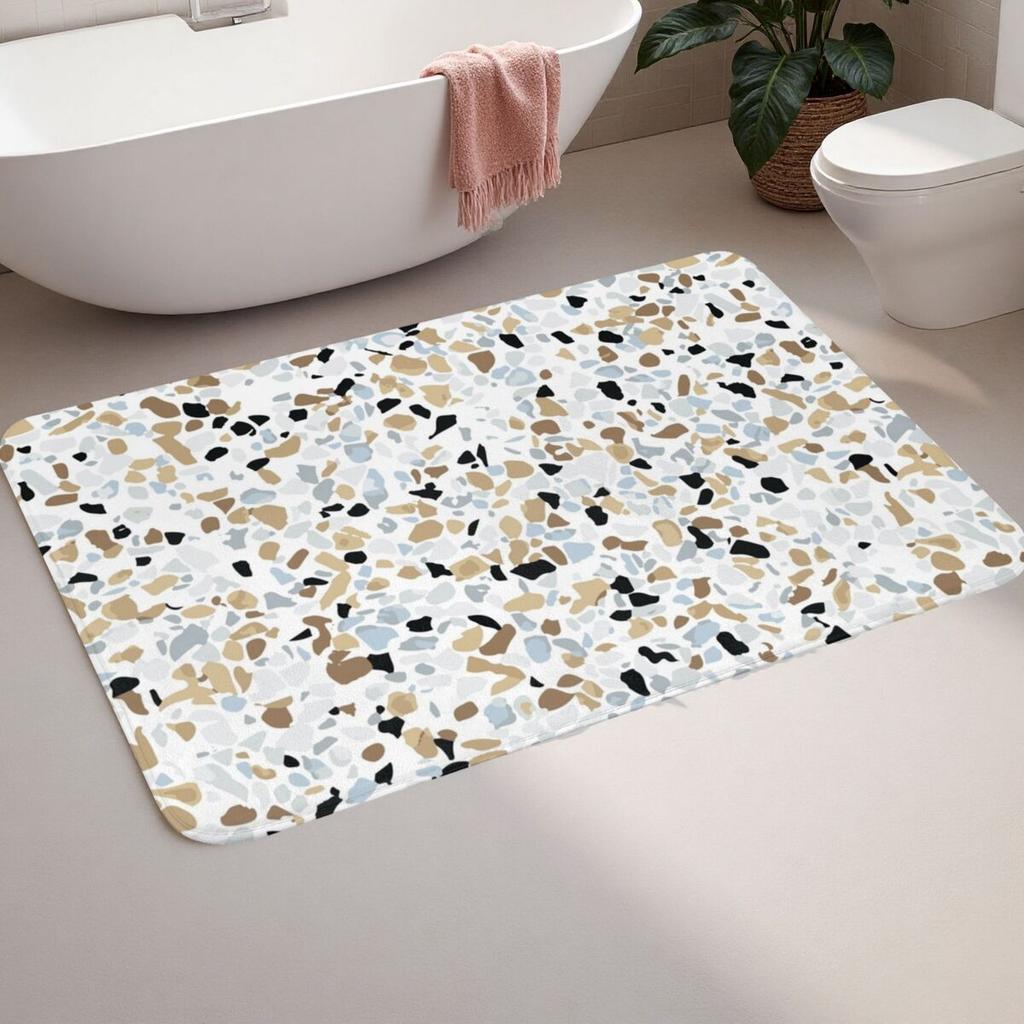 Seamless Terrazzo Stone Pattern Doormat Absorbent Mat Carpet Rug Kitchen Entrance Home Floor Mat for Bathroom Footpad Mats