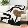 2D Flat Printing - 1pc Modern Minimalist Abstract Art Theme Fleece Blanket - Black White Brown Geometric Line Print All-Season Ultra-Soft Blanket, Ski