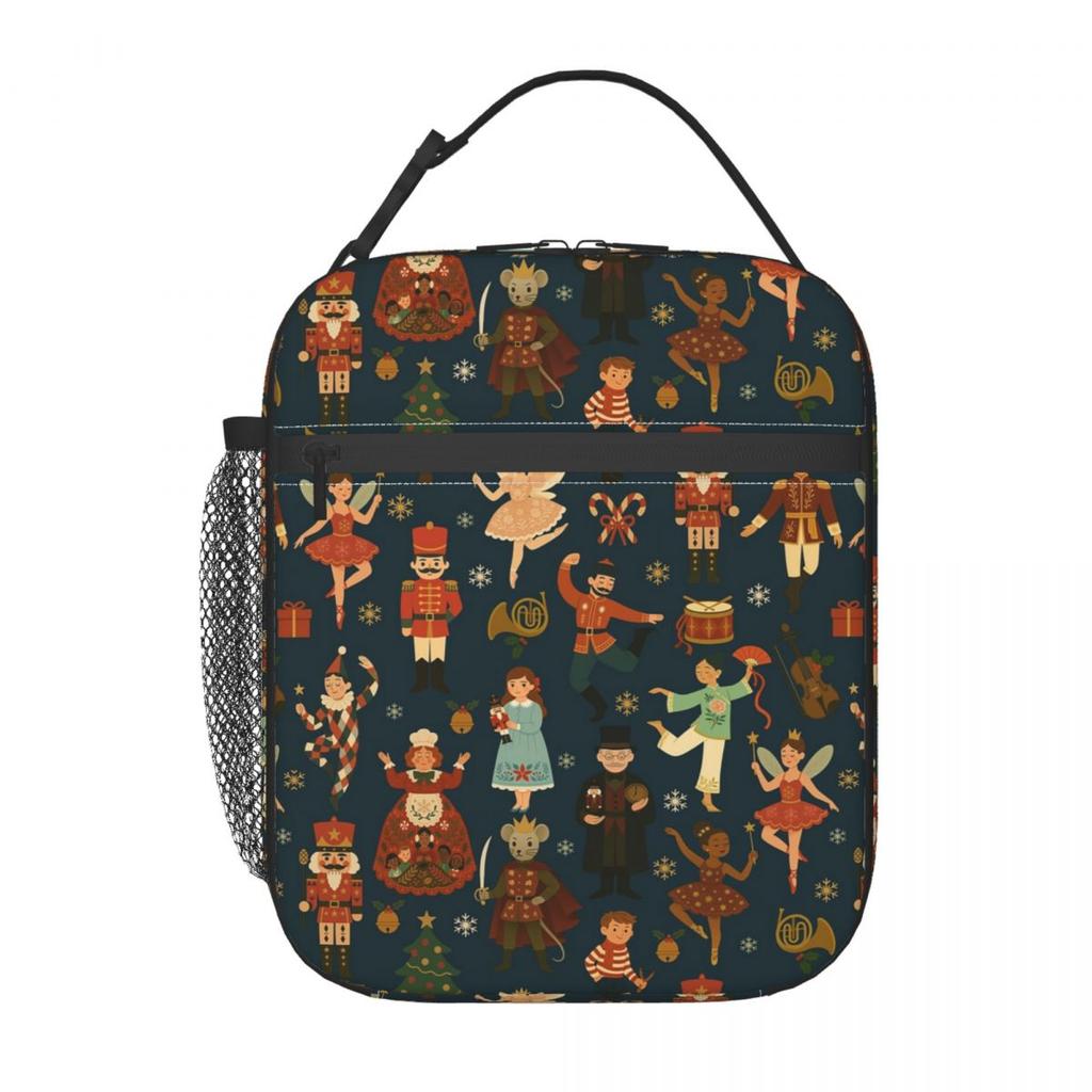 Nussknacker Ballett Weihnachten Thema Muster Isolierte Lunchtasche für Frauen Kinder Auslaufsichere Lebensmittelboxen Thermische Lunchbox Tragetasche