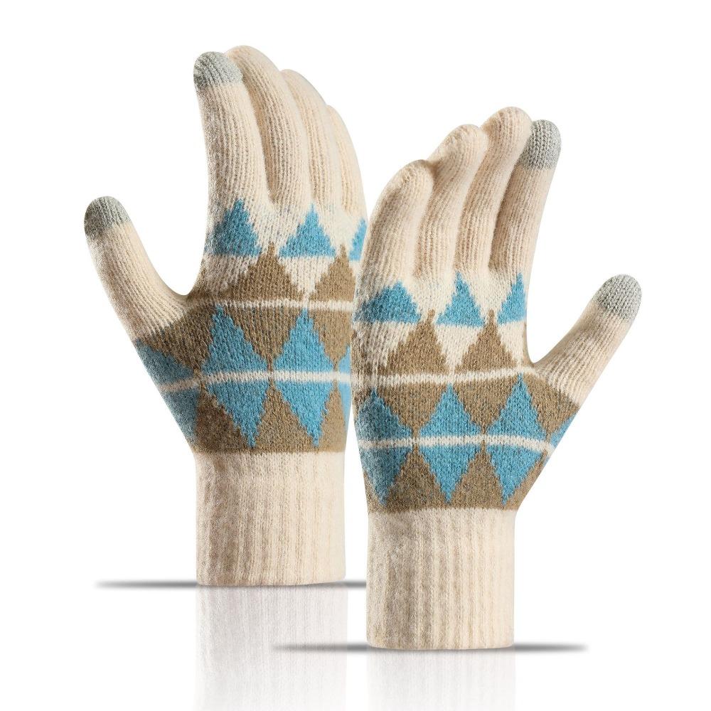 Thickened Winter Gloves Touchscreen Finger Separated Warm Gloves Cute Knitted Gloves  Autumn Winter