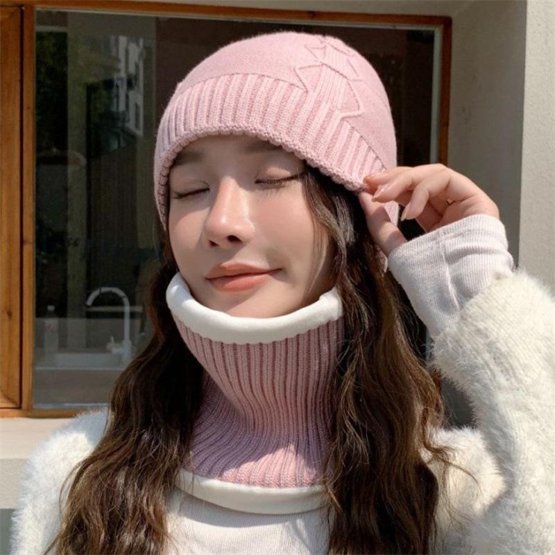 Wool Hat Women's Autumn and Winter Tide Warm Fleece Knitted Hat Cycling Cover Confinement Hat Cold Protection Ear Hat