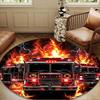 Thunder Truck Journey Round Rug for Livingroom,Bedroom, Palyroom, Chair Rug, Area Rug, Circle Carpet, Large Size Fan Christmas Gift