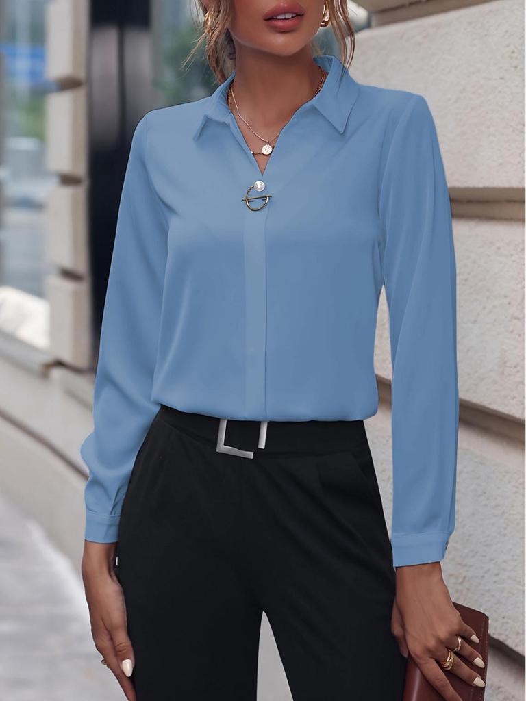 Grenzüberschreitendes europäisch-amerikanisches vielseitiges V-Ausschnitt Langarmshirt für Damen