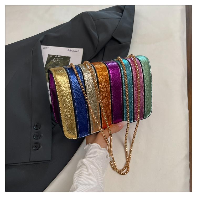 2025 new trend fashion niche contrasting color design shoulder bag color camera bag chain messenger bag small square bag