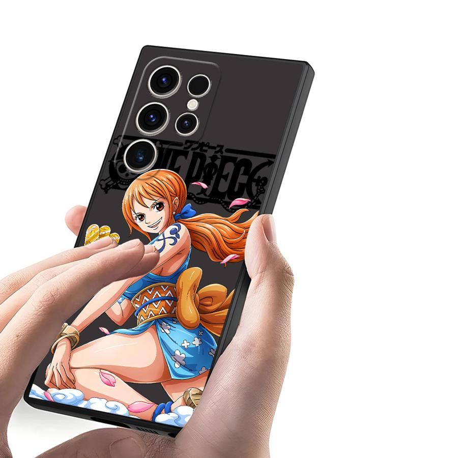 One Piece Shanks Nami Black Soft Phone Cover Case for Samsung Galaxy S23 Ultra S21 FE S20 S25 Edge S24 Plus