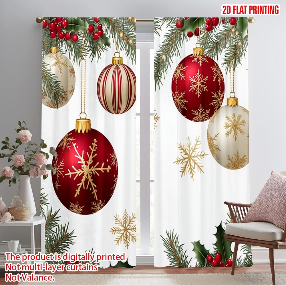 

2 шт., 2D-печать на плоскости Современные шторы Рождественские украшения Гирлянда из снежинок (3) Полиэстер (без удилища) Праздничное использование для 52.50×116.00 CM 2pcs
