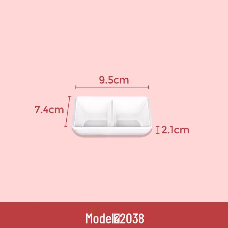 DM White Melamine 2-Compartment Dipping Dishes