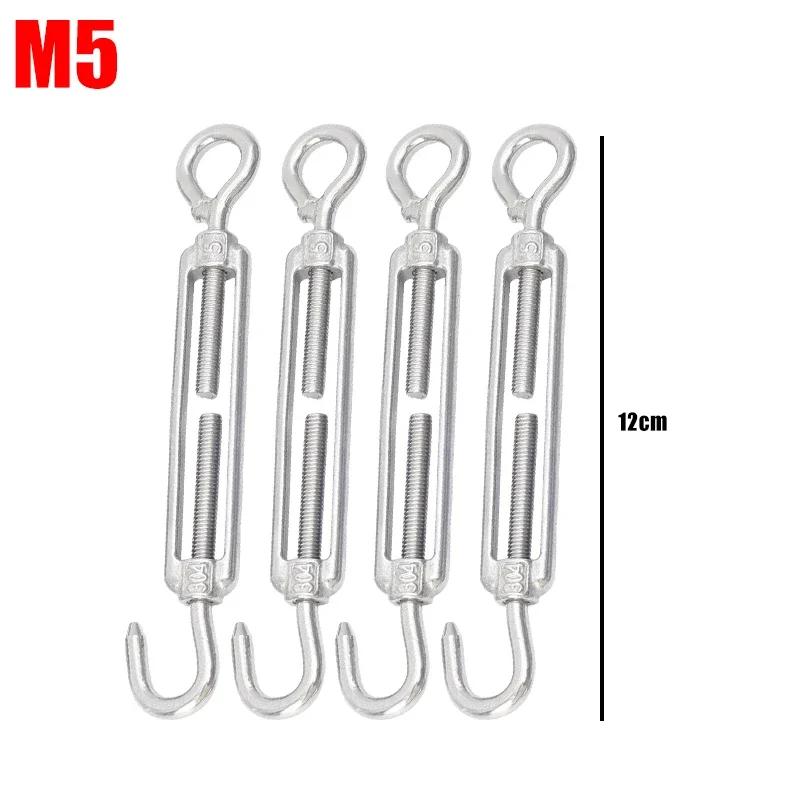 1-10PCS Stainless Steel Hook and Eye Tensioners Adjustable Wire Rope Tension OC Type Turnbuckle Rigging Sailing Garden Tensioner