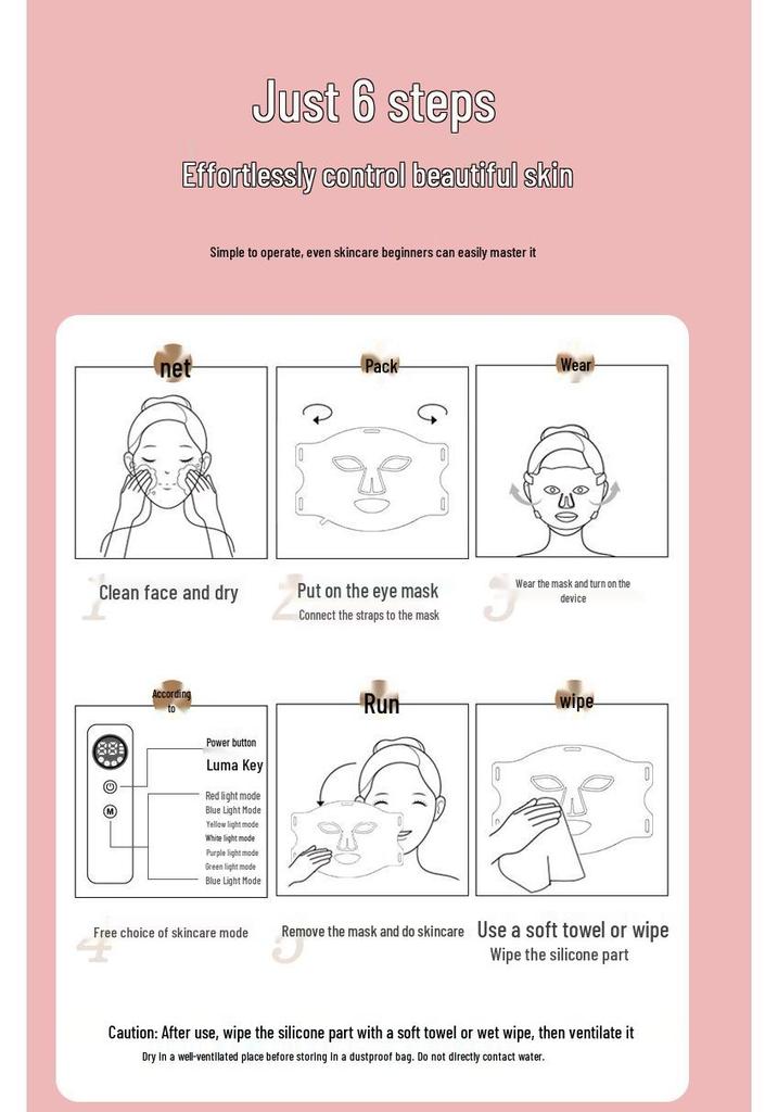 Cross-Border LED Red Light Photorejuvenation Face Mask - CE Approved Silicone Beauty Device with Large Red & Blue Light Panel