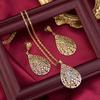 Sunspicems Gold Arabian Women Jewelry Set Hollow Teardrop Earrings Pendant Necklace Moroccan Bridal Bijoux Beach Jewel