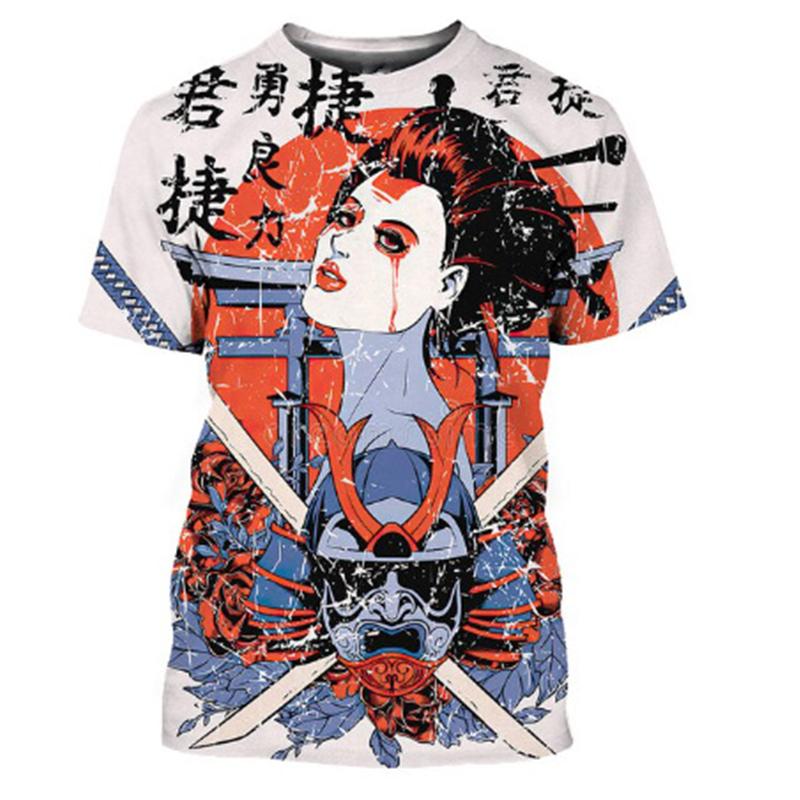 New Japanese Geisha 3D Print T-shirts Summer Men Woman Short Sleeve Tees Fashion Streetwear Harajuku