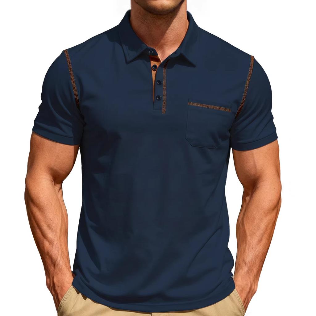 European, American Summer New Solid Color Men's Short Sleeves In Stock, Casual Business Sports Lapel Polo Shirt