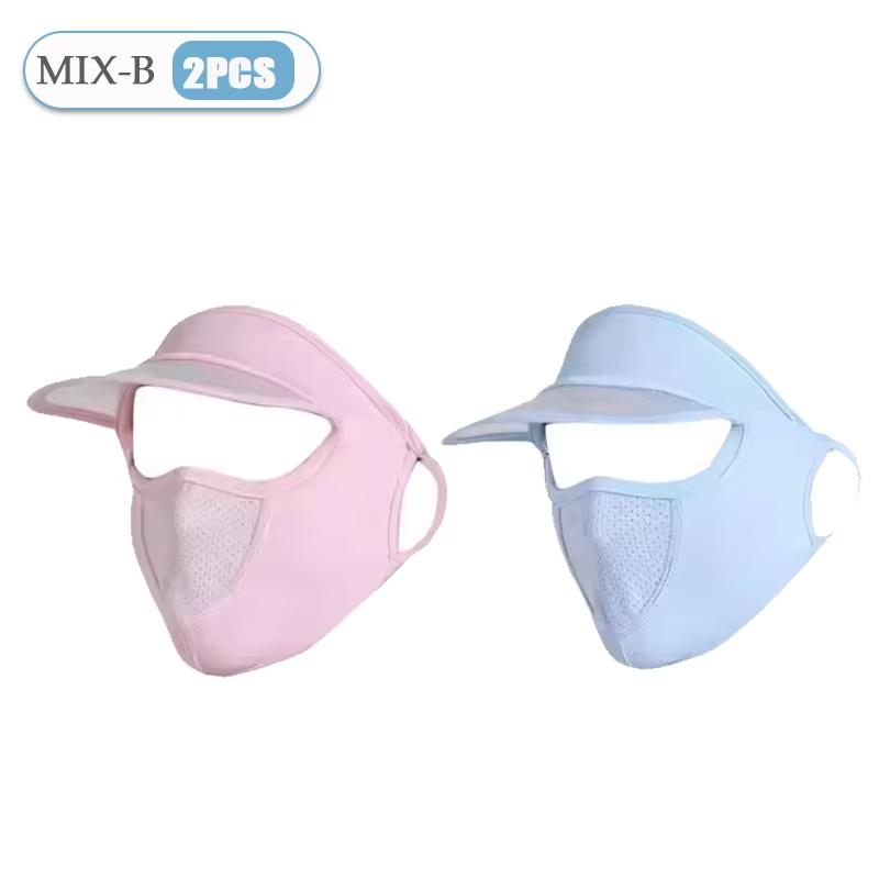 Summer Sunscreen Full Mask Anti UV Breathable Sun Hat Ice Silk Cooling Full Face Coverage Outdoor Cycling Sun Protection Hats