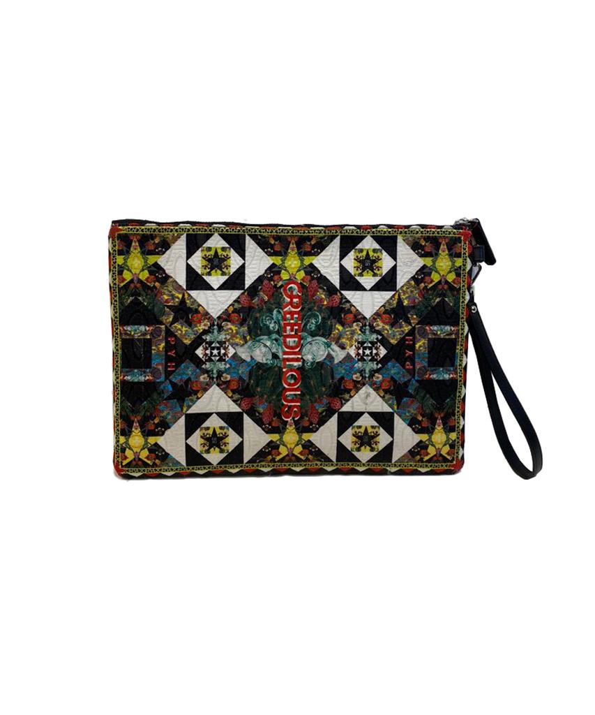 Greedilous Black Geometric Clutch Bag
