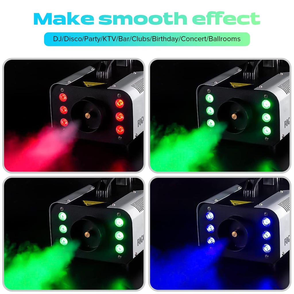 HOLDLAMP 1200W Nebelmaschine RGB mit Fernbedienung 6pcs RGB Hochleistungslampenperlen Nebelmaschine 6000CFM Nebelmaschine LED Bühnenbeleuchtung Bühnenausstattung