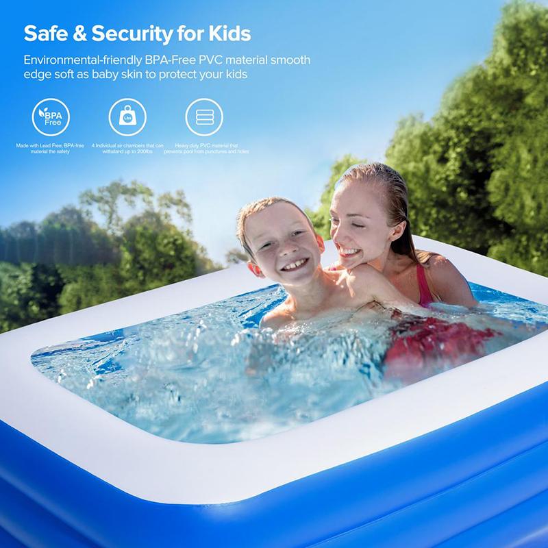 Baby Swimming Pool Inflatable Secure Design Kids Splash Pad Air Pump Included