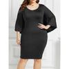 Women's Plus Size Fashion Bat Cloak Sexy Hollow Backless Trumpet Sleeve Bag Hip Dress