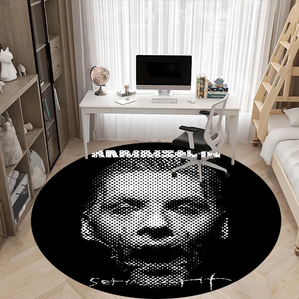 1PC Rammstein Office Round Rug, Non-slip, Soft and Durable Office Rug for Interior Decoration, Perfect for Office Yy250915040