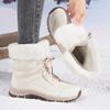 Thickened Plush Winter Outdoor Mountain Boots Women's Mid-Calf Snow Boots Warm Wear-Resistant Rubber Outsole Korean Zapatillas