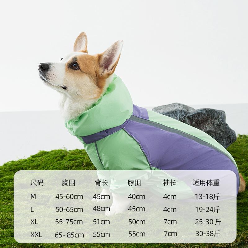 

Всепогодный дождевик для корги водонепроницаемый и непромокаемый для путешествий на открытом воздухе в летние дождливые дни Маленькие и средние собаки Четырехногая одежда для питомца XXL (recommended weight 30-19 kg)