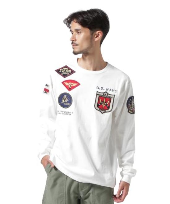 

AVIREX TOP GUN PATCHED L/S T-SHIRT 783-3930018 men s XL white белый