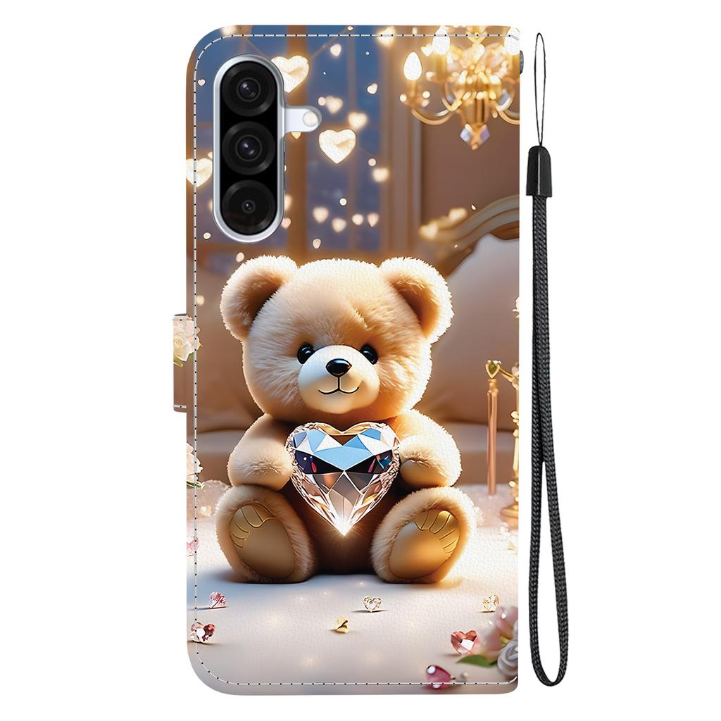 Handmade PU Leather Flip Case for Samsung Galaxy A36 (SM-A366E)- Anti-Slip Shockproof Cover with Wrist Strap & Heart/Rose Cat Designs