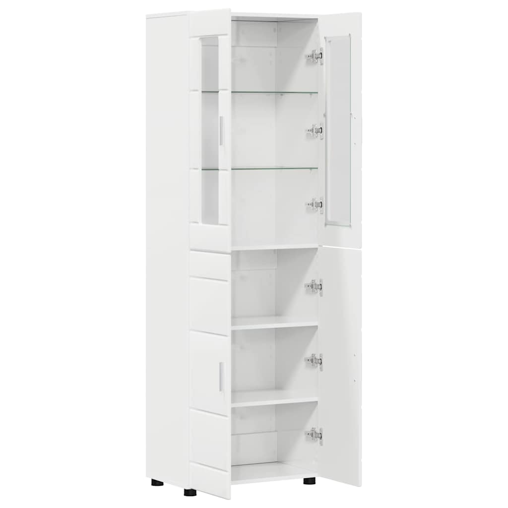FLORIN Highboard High Gloss White 60 x 35 x 182 cm Particleboard