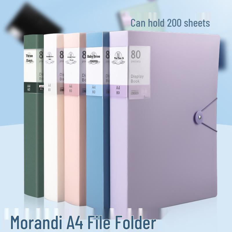 Large Capacity Transparent Snap Fastener Document Folder & Test Paper Storage Binder