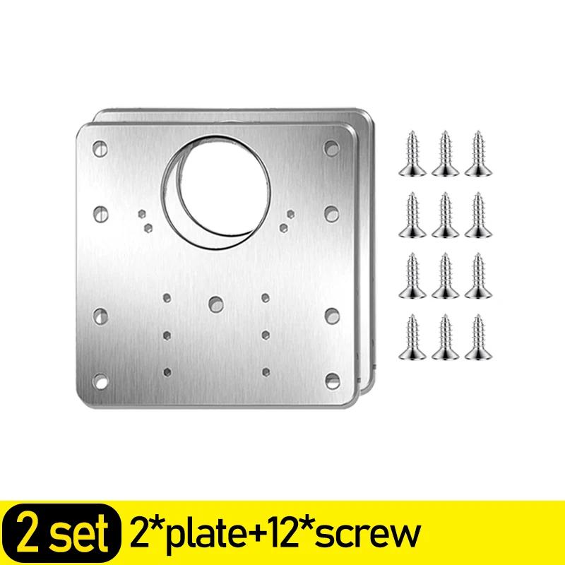 

2/16Sets Stainless Steel Hinge Repair Plate Furniture Cabinet Drawer Hinge Mounting Plate with Screw Flat Fixing Brace Bracket