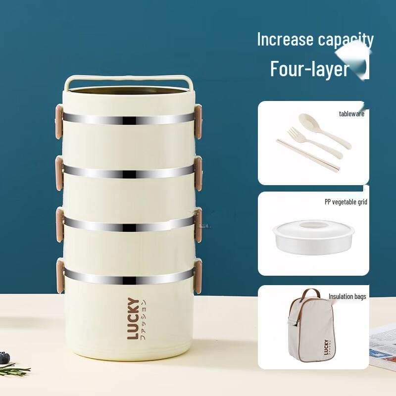 ZISIZ 4-Layer Sealed Lunch Box with Insulated Bag