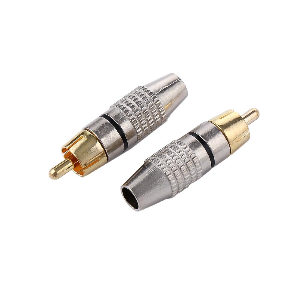 4pcs Locking Audio Video Cable Solder-Free Connector RCA RCA Male Plug Adapter