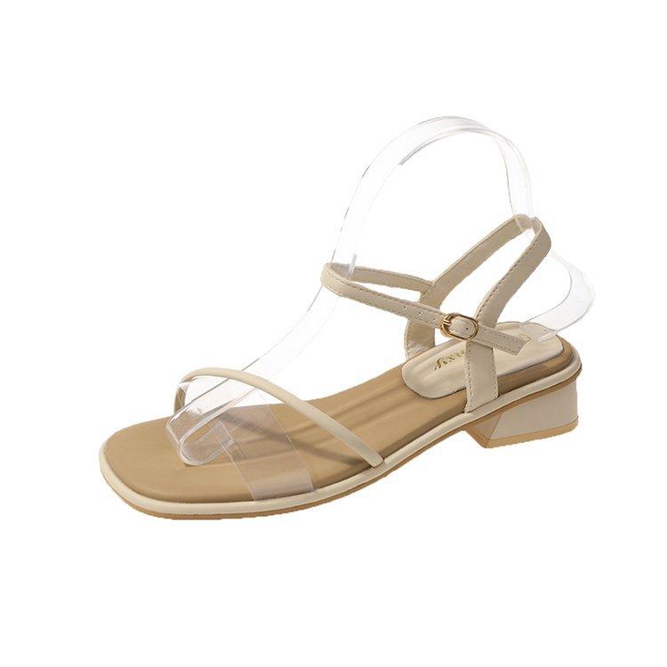 

Сандалии на плоской подошве черные нишевые туфельки феи летние на низком каблуке с одним ремешком римские туфли женские 40 бежевый