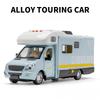 1/32 Model karavanu pro turisty Hračky Auto Slitina Tlakový odlitek Vozidlo Otevírací dveře Kovové tělo Gumová pneumatika Zvuk Světlo Hračka na natažení Dárek Pro děti