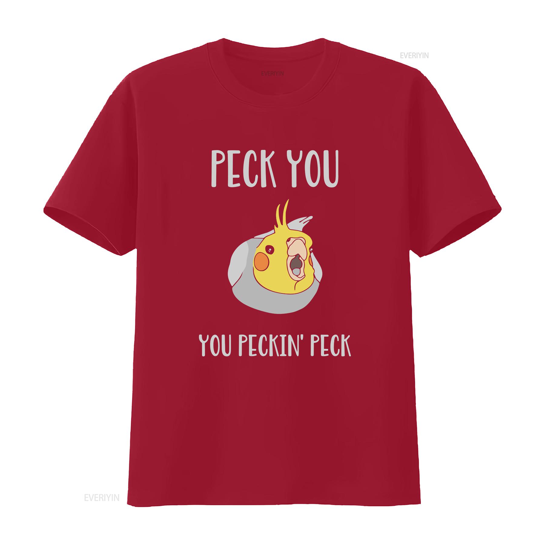 Peck you peckin funny cockatiel T Shirt parrot lover apparel birb memes clothes bird owner clothing vintage Washed fashion S