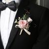 Pearl White Roses Artificial Boutonnieres Flowers Silk Flowers Groom's Chest Flower  Bride
